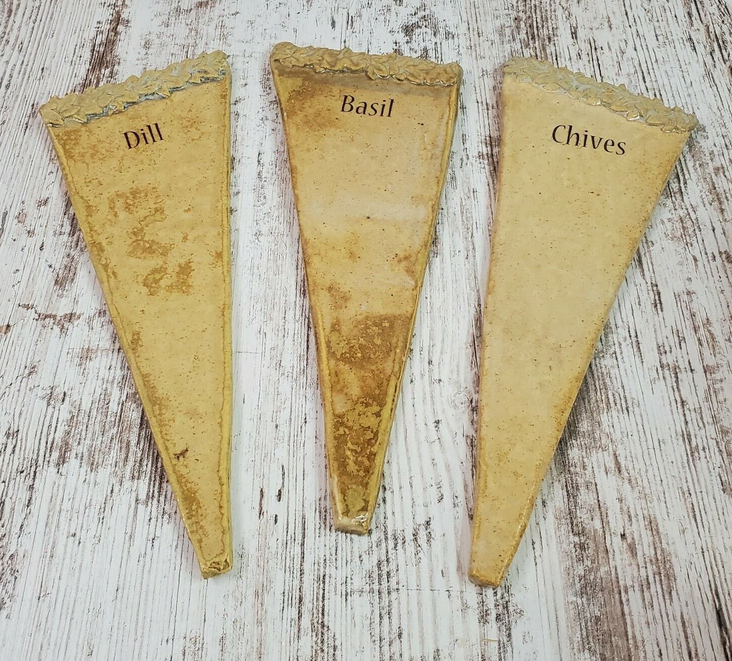 Khnemu Studio Ceramic Garden Display Plaques Herb Markers Dill Basil Chives
