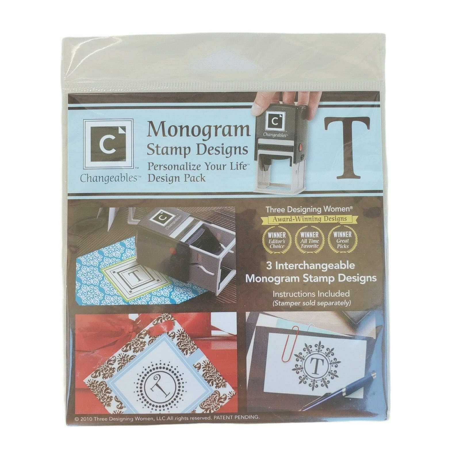 Changeables Monogram Stamp Designs Set of 3 - Letter T Crafting Scrapbooking