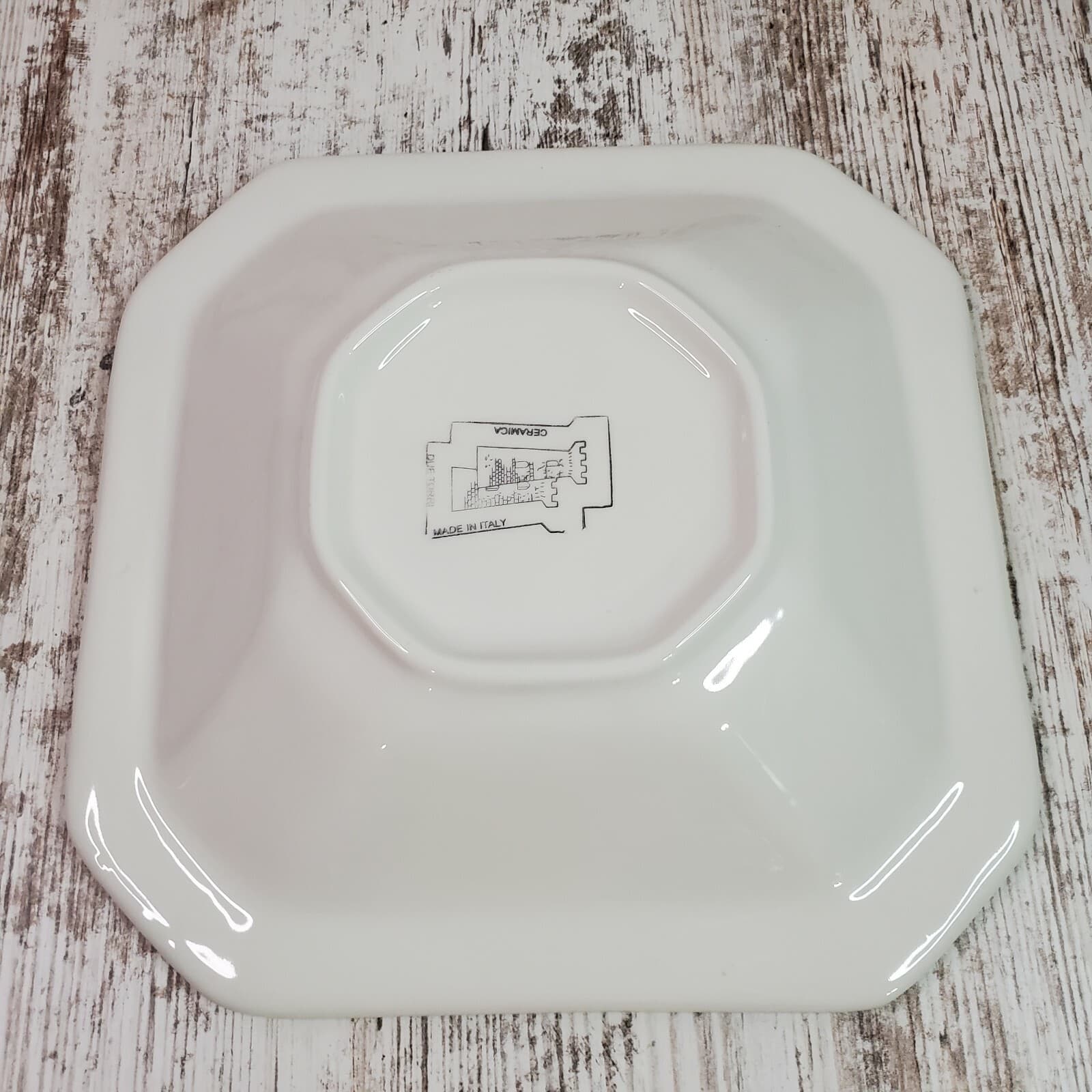 Vtg Due Torri Ceramica Made in Italy Serving Bowl Peach Tree Design Ribbed Edge - Thumbnail 5