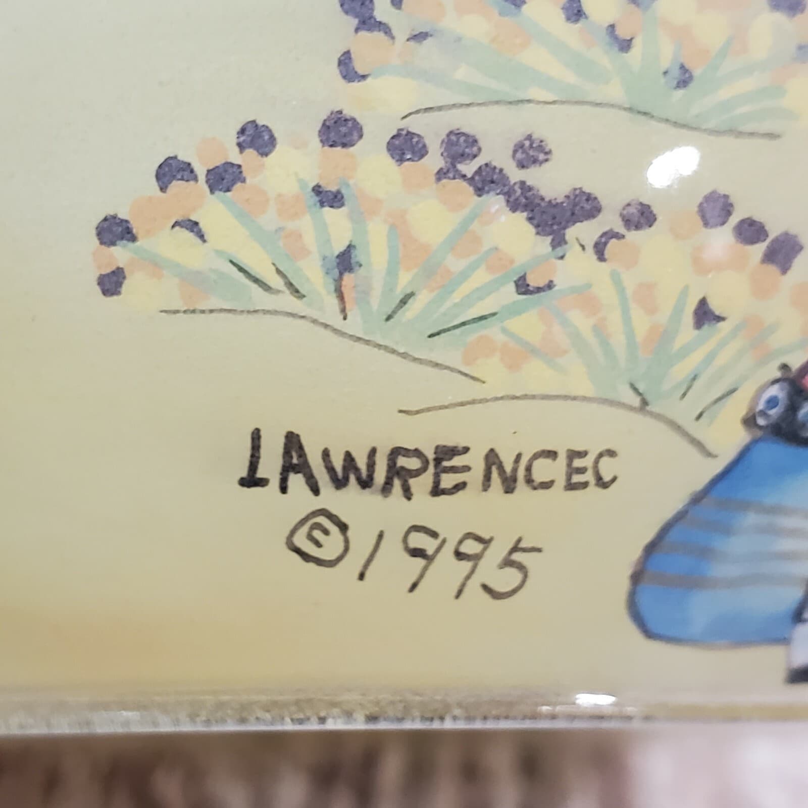 Vintage Lawrence Vargas Design Glass Reverse Hand Painted Candle Votive Holder - Thumbnail 3