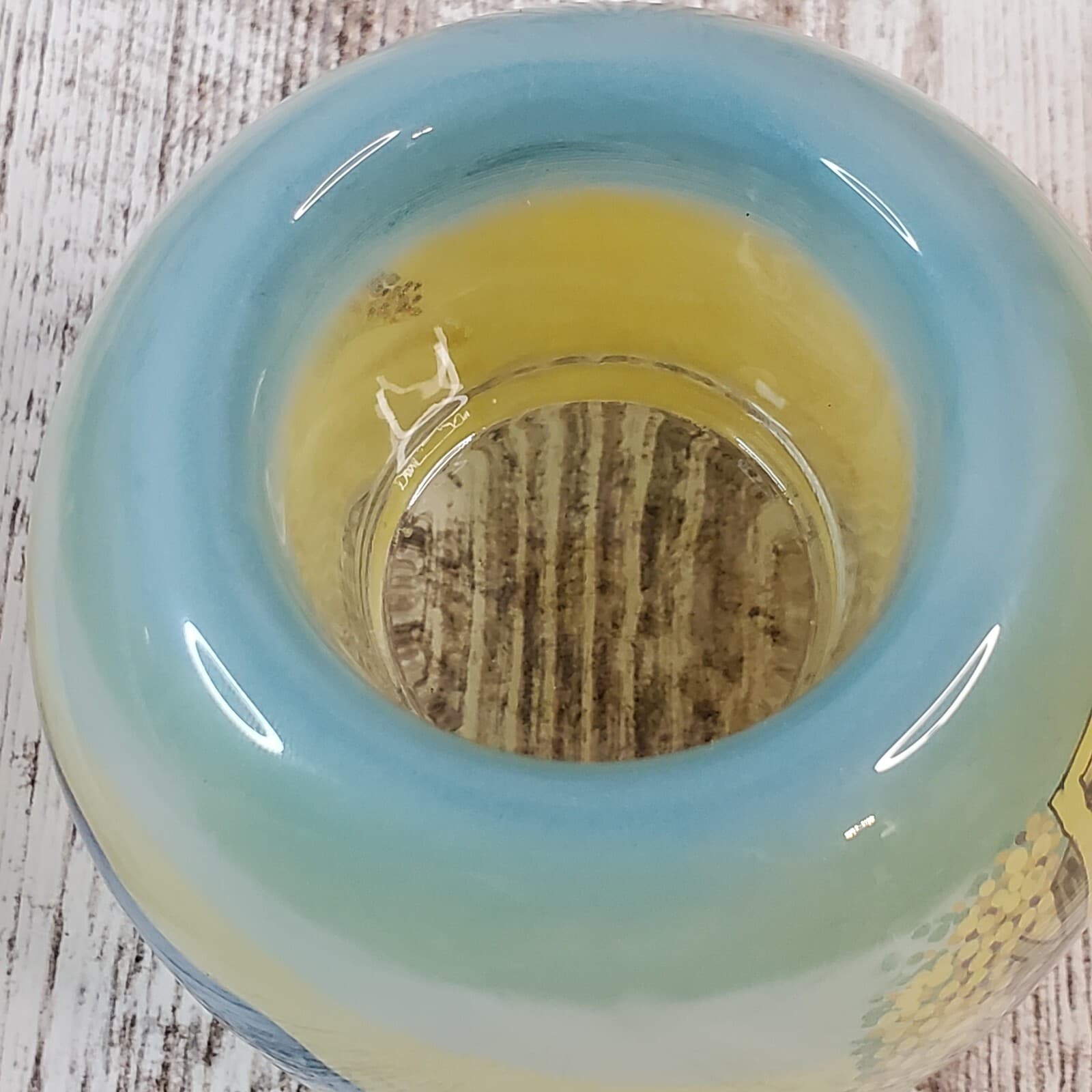 Vintage Lawrence Vargas Design Glass Reverse Hand Painted Candle Votive Holder - Thumbnail 7
