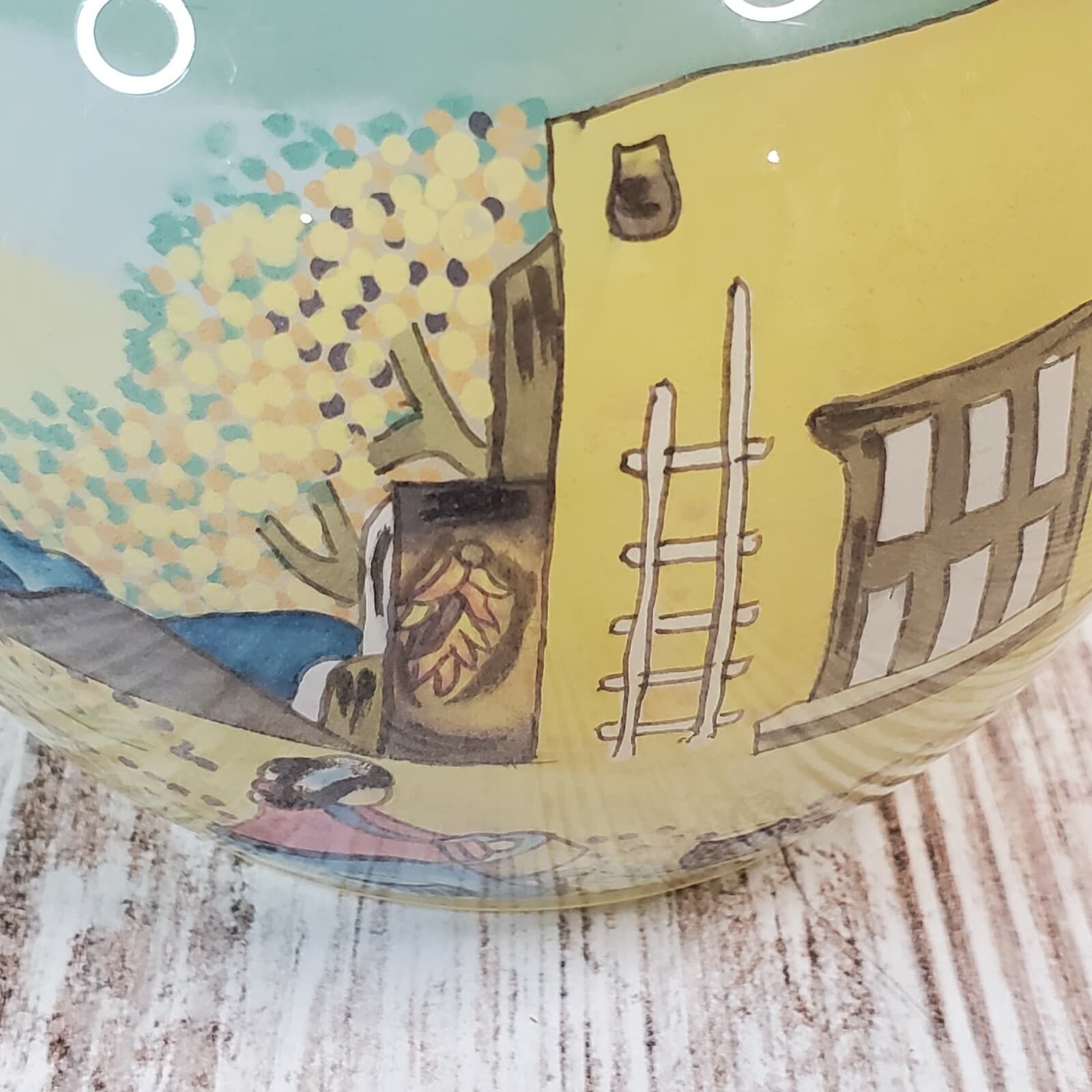 Vintage Lawrence Vargas Design Glass Reverse Hand Painted Candle Votive Holder - Thumbnail 2
