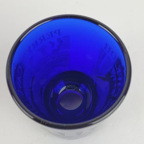 Vintage Blue Glass Perry's Cave Ohio Souvenir Shot Glass Natural Landmark Libbey - Thumbnail 5
