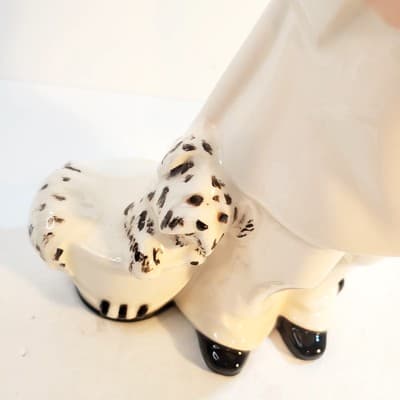 Vtg 1980 Byron Mold Pierrot Clown w/ Dog Black White Art Deco Ceramic Figurine - Thumbnail 3