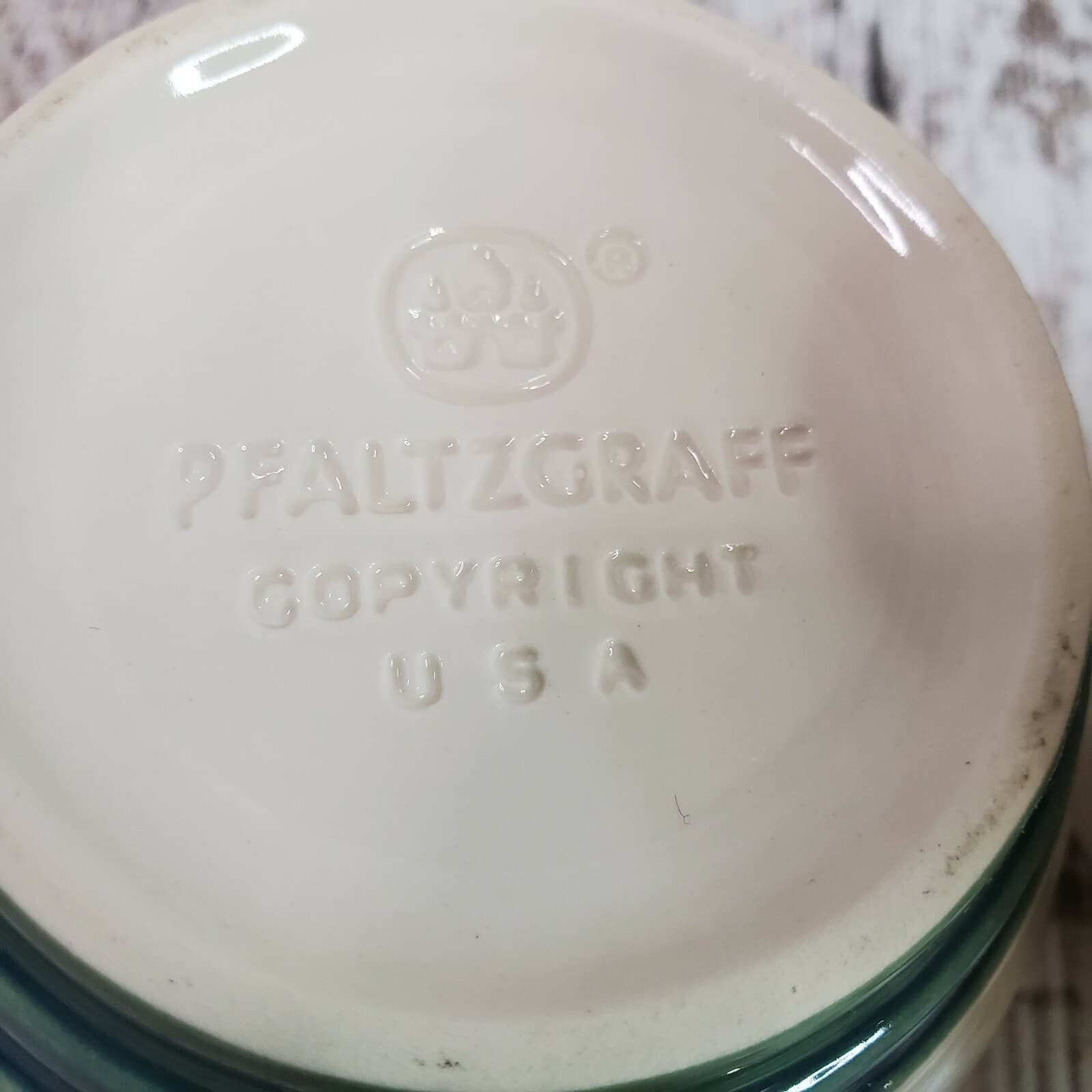 Pfaltzgraff Ocean Breeze Green Blue Band Creamer Mini Pitcher & Sugar w Lid Set - Thumbnail 7