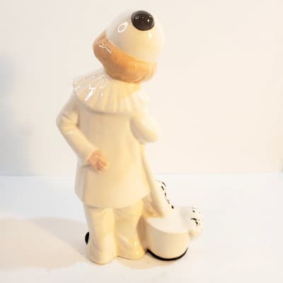Vtg 1980 Byron Mold Pierrot Clown w/ Dog Black White Art Deco Ceramic Figurine - Thumbnail 5