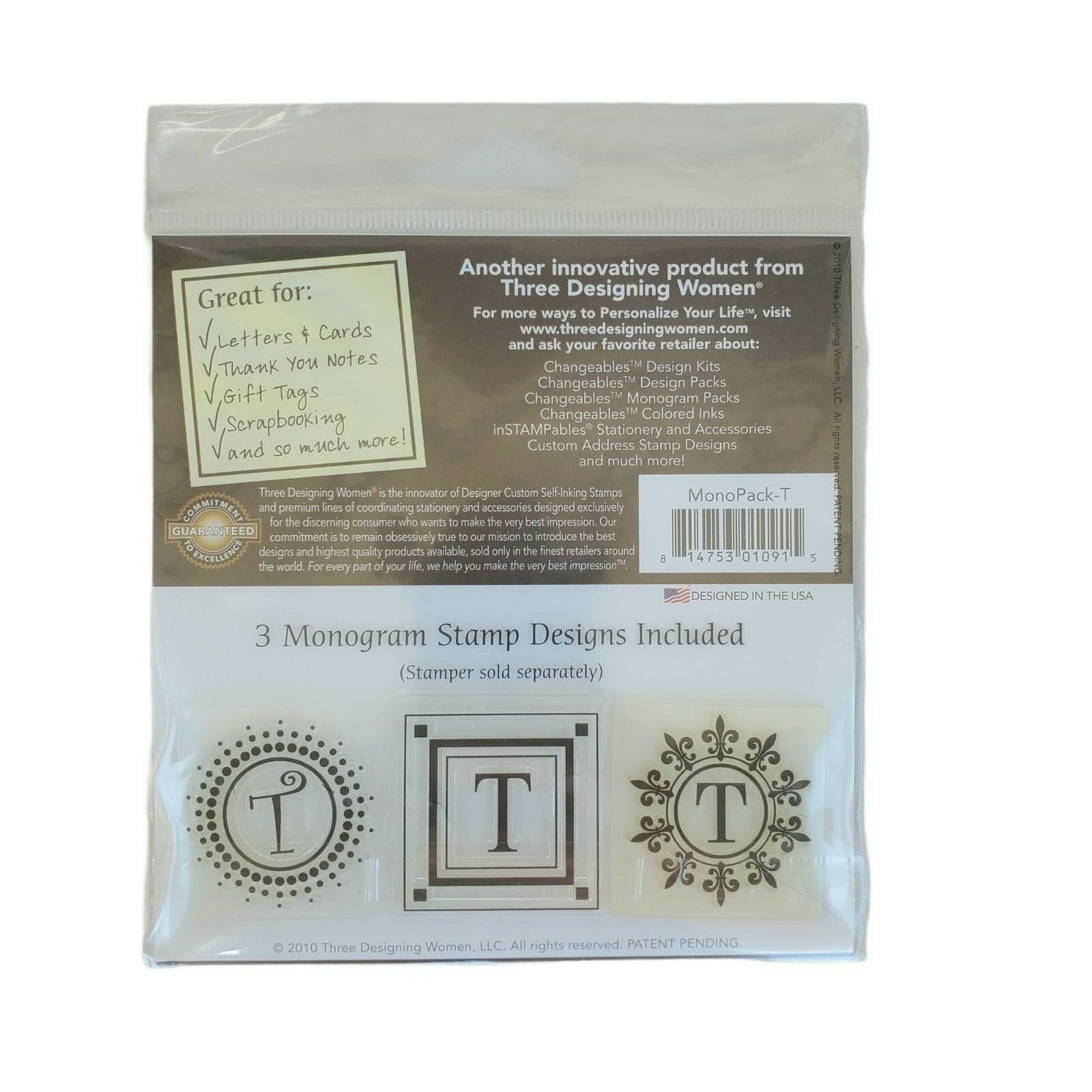 Changeables Monogram Stamp Designs Set of 3 - Letter T Crafting Scrapbooking - Thumbnail 2