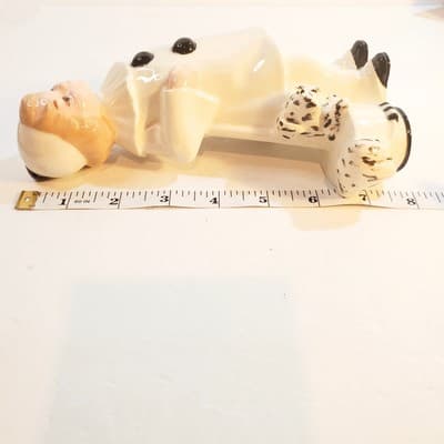 Vtg 1980 Byron Mold Pierrot Clown w/ Dog Black White Art Deco Ceramic Figurine - Thumbnail 10