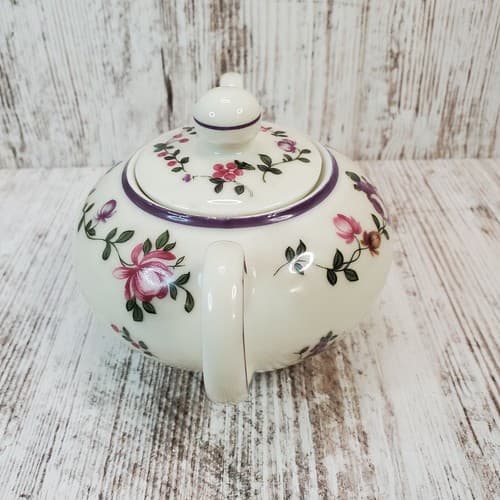 Eschenbach Bavaria Germany Elfenbein Porzellan Sugar Bowl w Lid Floral 2 Handle - Thumbnail 5