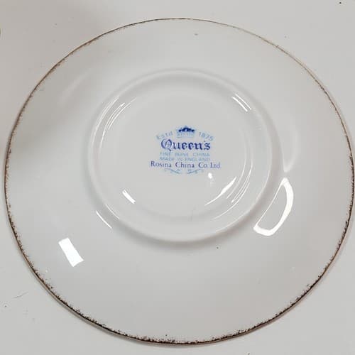 Vintage Rosina Pink Flowers Teacup and Saucer Set Made in England Bone China - Thumbnail 4
