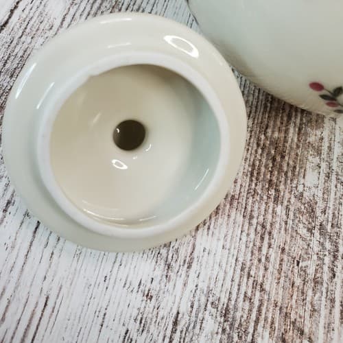 Eschenbach Bavaria Germany Elfenbein Porzellan Sugar Bowl w Lid Floral 2 Handle - Thumbnail 4