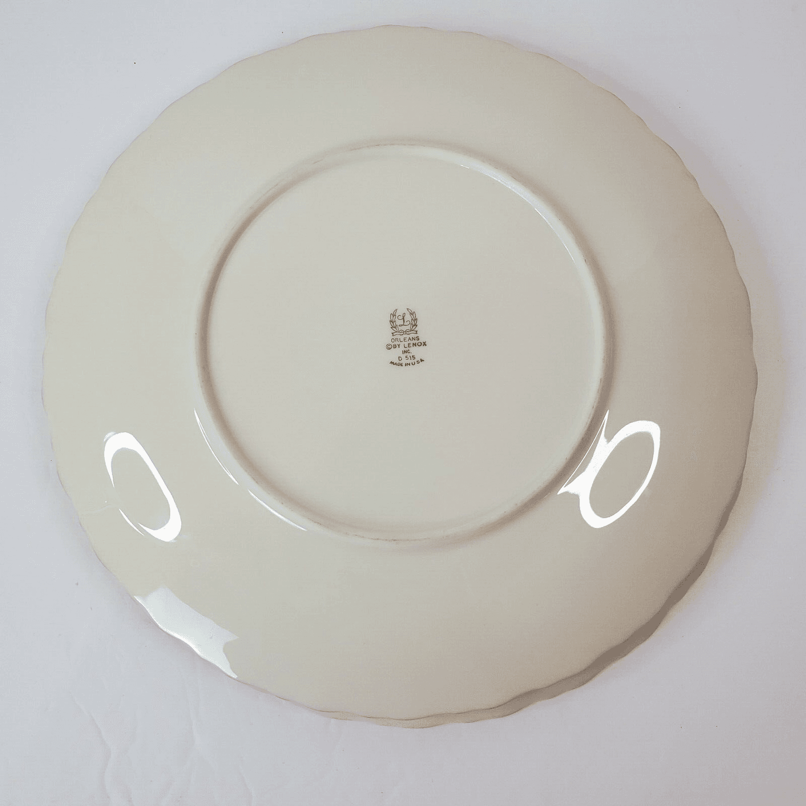 Vintage Orleans by Lenox Dinner Plate 10 1/4" Cream & Gold D515 Made In USA - Thumbnail 2