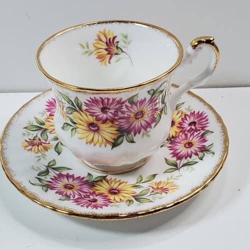 Vintage Rosina Pink Flowers Teacup and Saucer Set Made in England Bone China