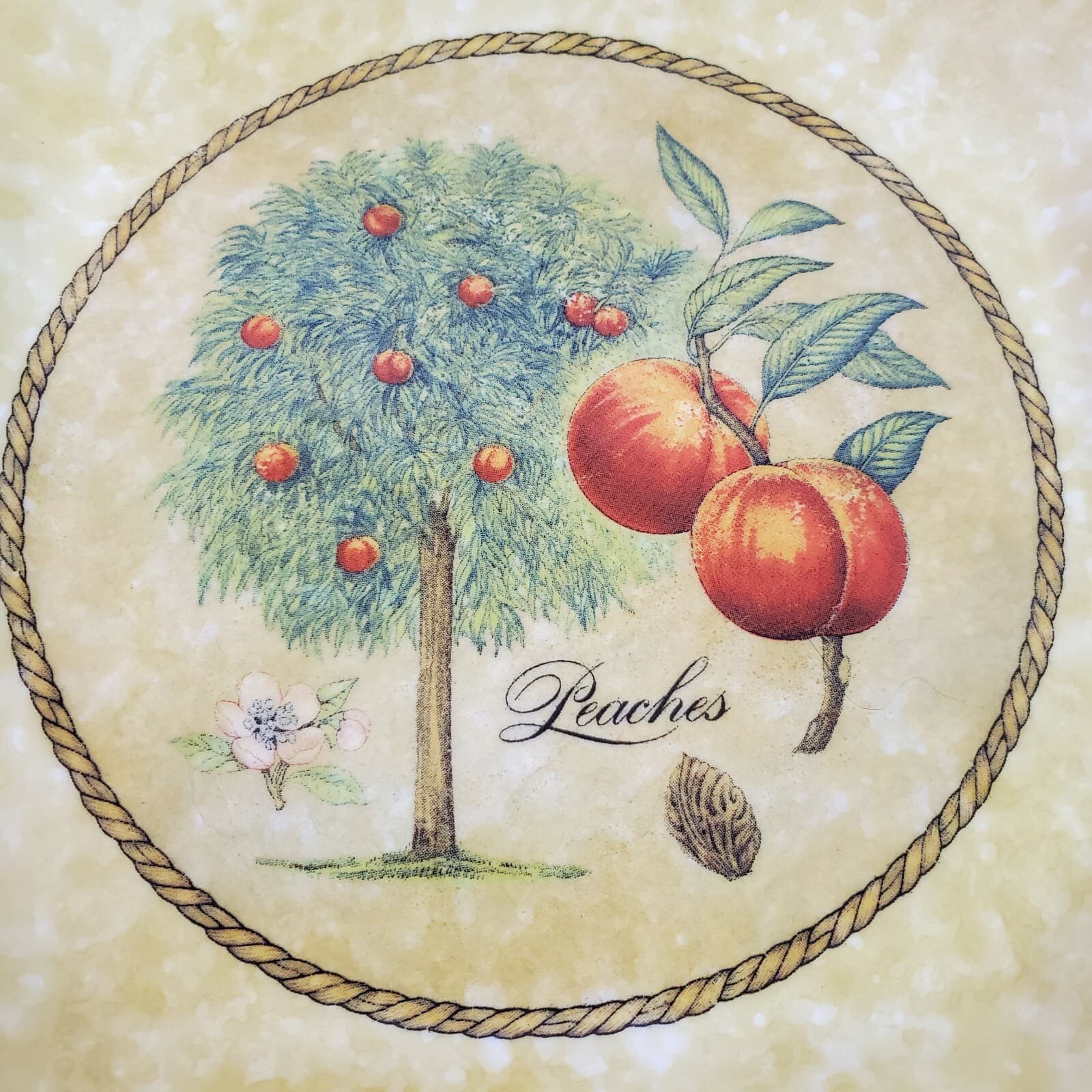 Vtg Due Torri Ceramica Made in Italy Serving Bowl Peach Tree Design Ribbed Edge - Thumbnail 2