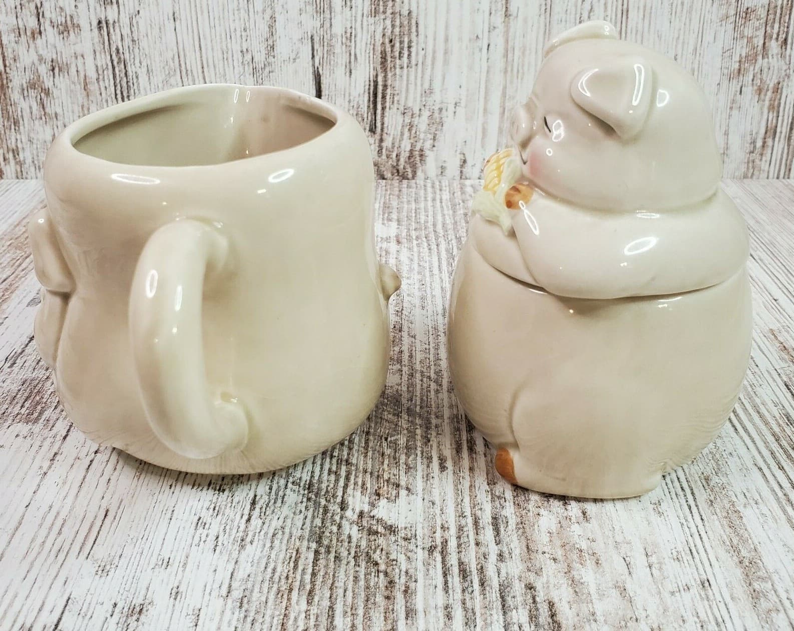 Vintage Lefton Korea Pig Piglet Hog Piggy Corn Figural Cream And Sugar Set 03630 - Thumbnail 4