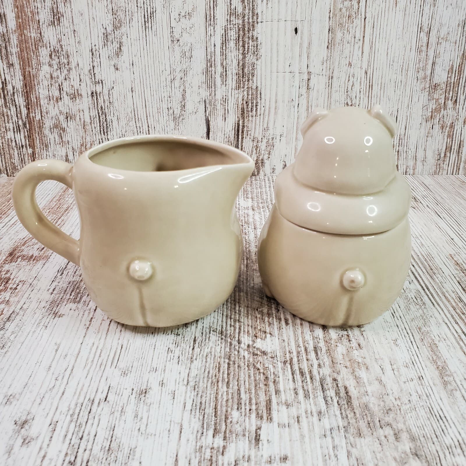 Vintage Lefton Korea Pig Piglet Hog Piggy Corn Figural Cream And Sugar Set 03630 - Thumbnail 5