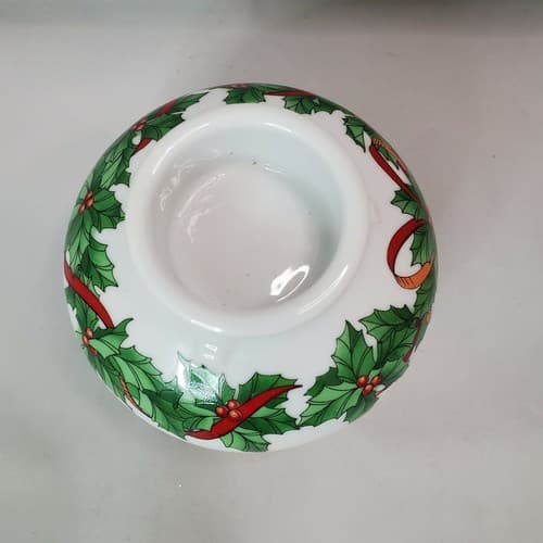 Vintage Wicks N Sticks Japan Berries 'N' Bows Votive Candle Holder Christmas - Thumbnail 2