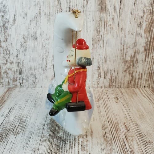 Vintage 1960 China Bisque Musical Moon And Clown plays "Swinging on a star" - Thumbnail 4