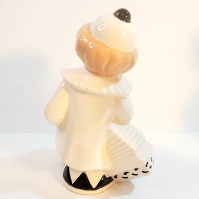 Vintage 1980 Byron Mold Pierrot Clown Black White Art Deco Ceramic Figurine - Thumbnail 4