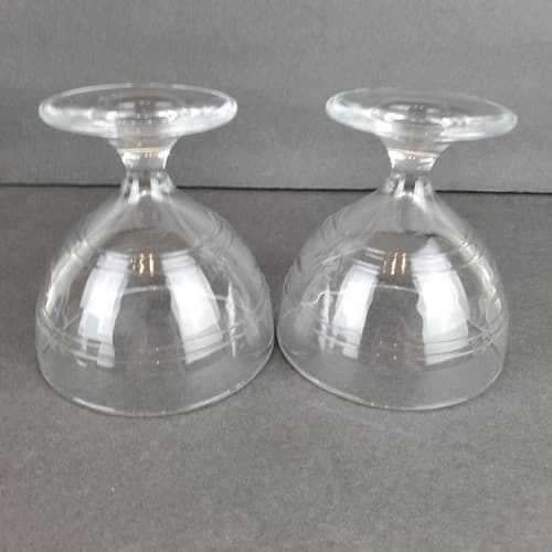 2 Vtg Duralex Pedestal Ice Cream Cups Clear Glass Footed Sherbet Made in France - Thumbnail 4
