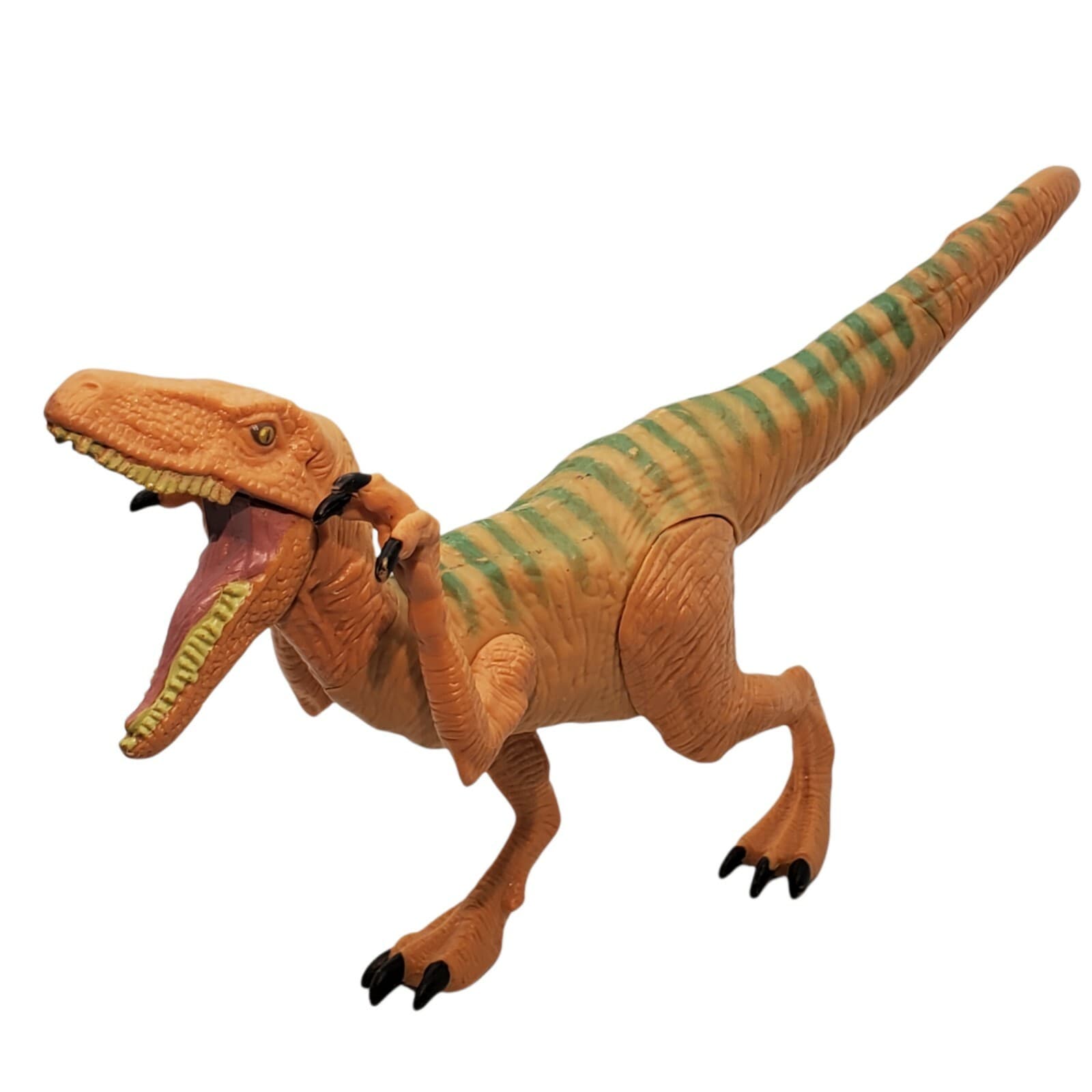 2015 Hasbro Jurassic World Yellow Green Stripe Velociraptor Toy Dinosaur Figure