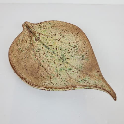 Stillwood Pottery Handmade Signed Leaf Shaped Trinket Dish Spoon Rest Decor