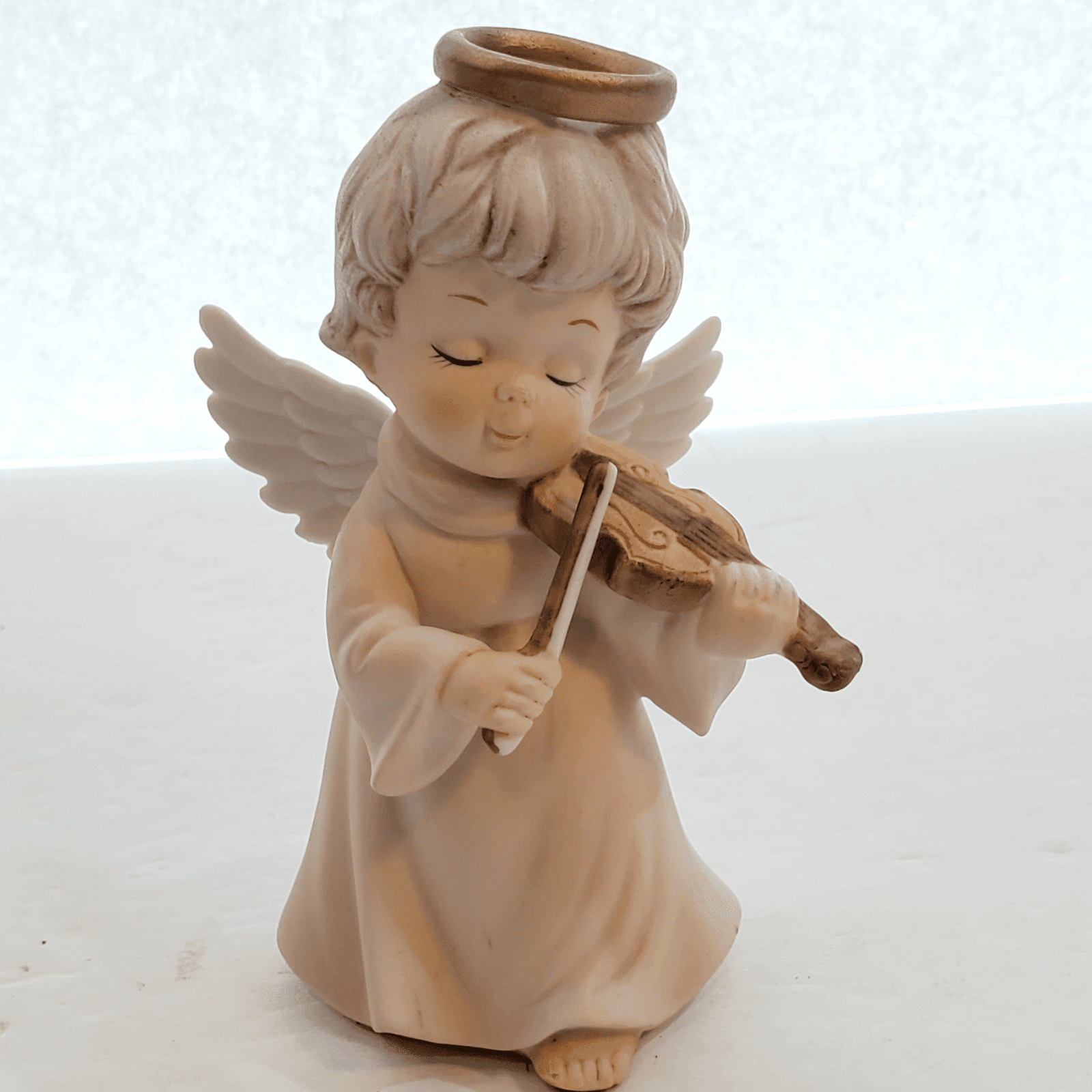 Vintage 1986 Lefton Christopher Collection Angel Figurine Playing The Violin