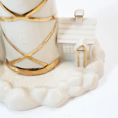 Vtg Lenox Lighthouse China Figurine Statue 5 " Cream w/ Gold Trim Handcrafted - Thumbnail 2