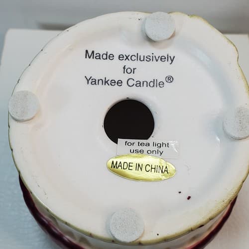 Yankee Candle Snowman Head Tealight Holder Burgundy Hat Plaid Scarf - Thumbnail 6
