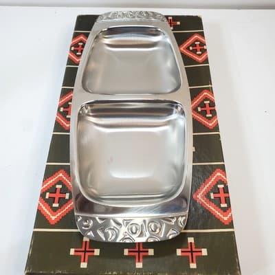 Vtg Alessi International Stainless Steel Navaho Divided Tray Dish Serveware 18-8 - Thumbnail 5