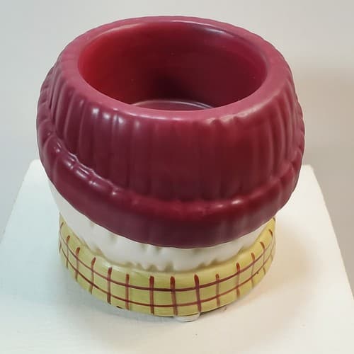 Yankee Candle Snowman Head Tealight Holder Burgundy Hat Plaid Scarf - Thumbnail 4