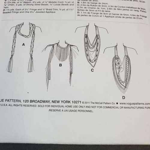 Vogue Accessories V8762 Scarf Scarves Elizabeth Gillett NYC Pattern OSFA - Thumbnail 7
