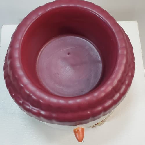 Yankee Candle Snowman Head Tealight Holder Burgundy Hat Plaid Scarf - Thumbnail 2