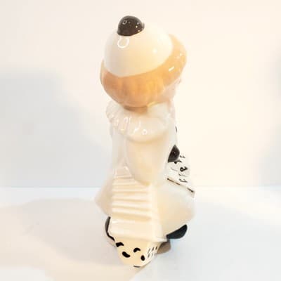 Vintage 1980 Byron Mold Pierrot Clown Black White Art Deco Ceramic Figurine - Thumbnail 3
