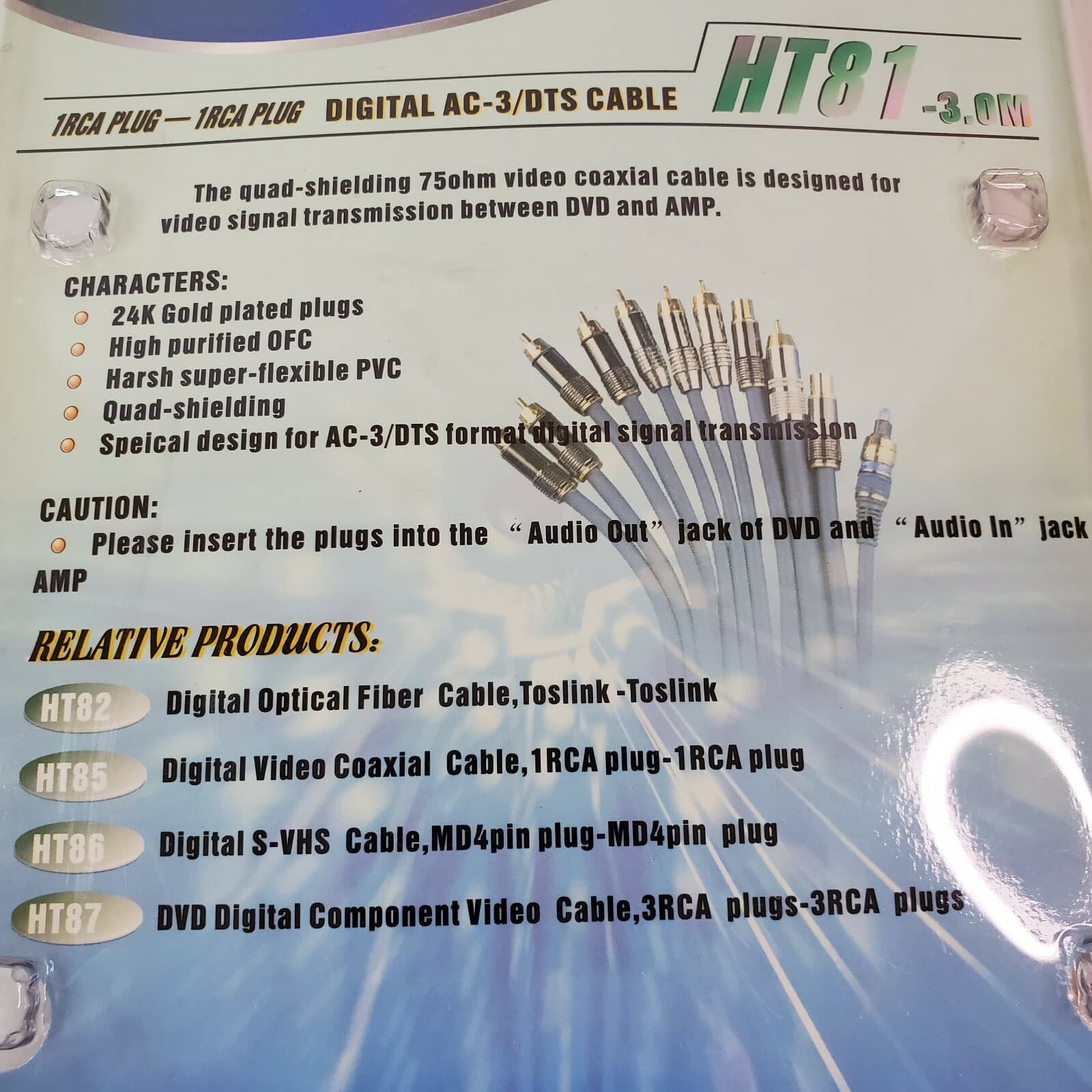 Legend Home Theater Audio Cable 1RCA to 1RCA Gold Plated Digital AC3 HT-81 - Thumbnail 6