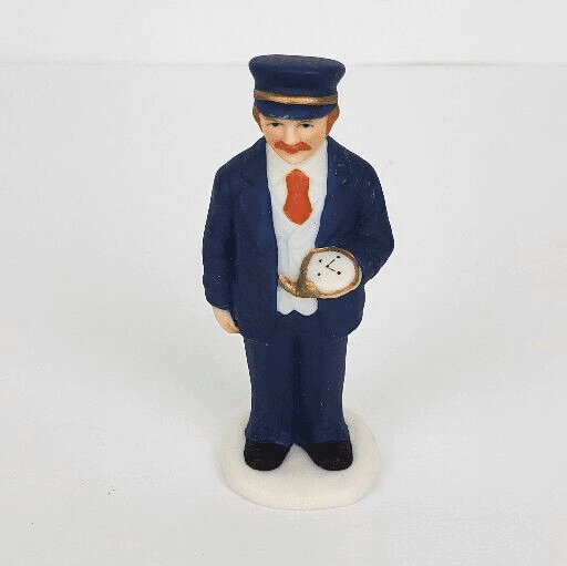 Vintage Lefton Colonial Village Conductor In Blue Figurine Figure 1992 00667