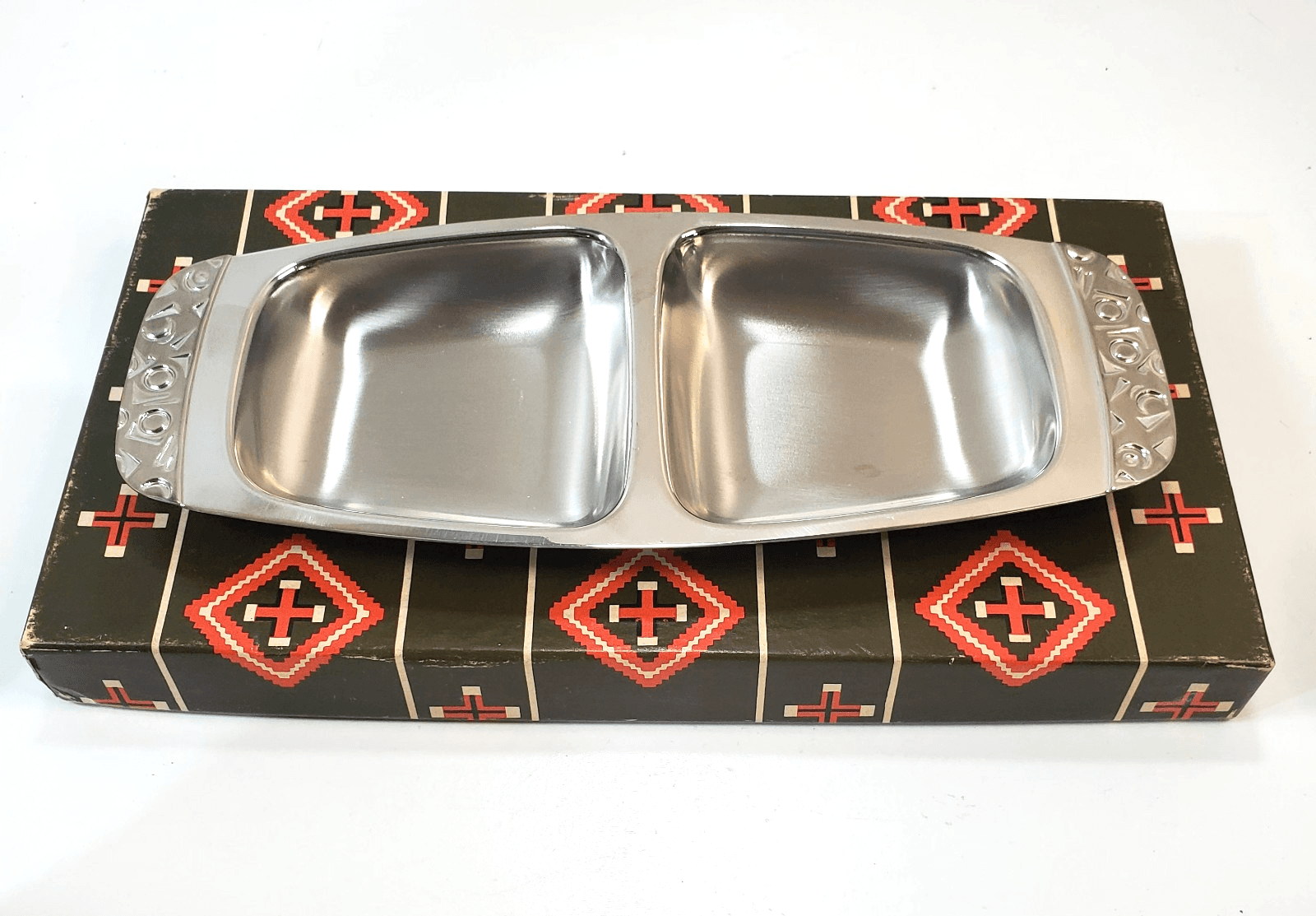Vtg Alessi International Stainless Steel Navaho Divided Tray Dish Serveware 18-8