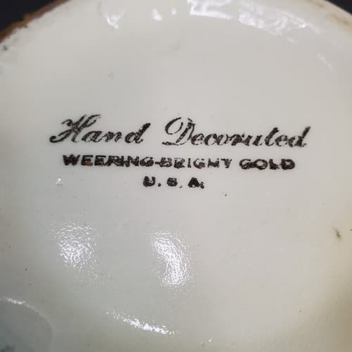 Vintage 22K Weeping Bright Gold Scalloped Ceramic Console Planter Bowl U.S.A. - Thumbnail 7