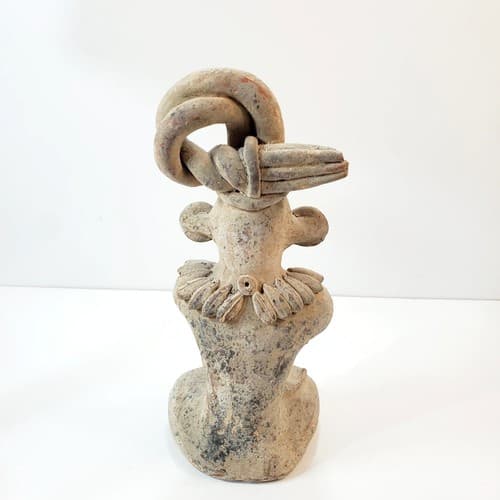 Vintage Clay Mexican Folk Art Pottery Aztec Chief Man Warrior Figurine CHIP - Thumbnail 5