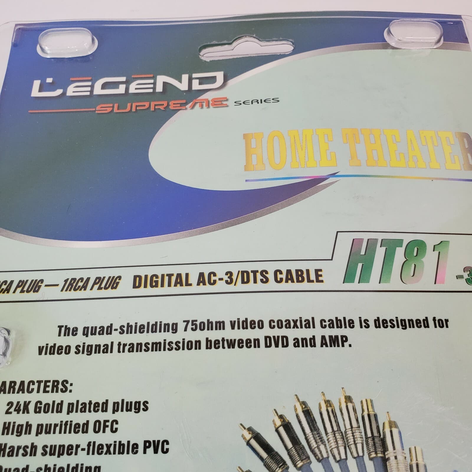 Legend Home Theater Audio Cable 1RCA to 1RCA Gold Plated Digital AC3 HT-81 - Thumbnail 7