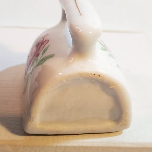 Vtg Porcelain Miniature Iron Toothpick Holder w/ Floral Rose Design 2 in Tall - Thumbnail 5
