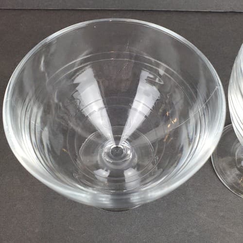 2 Vtg Duralex Pedestal Ice Cream Cups Clear Glass Footed Sherbet Made in France - Thumbnail 2