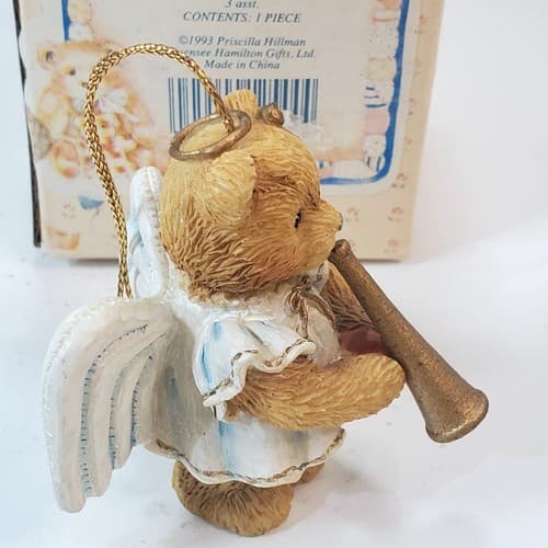 Vintage Cherished Teddies Angel Bear with Trumpet Horn Ornament Figure 1993 - Thumbnail 6