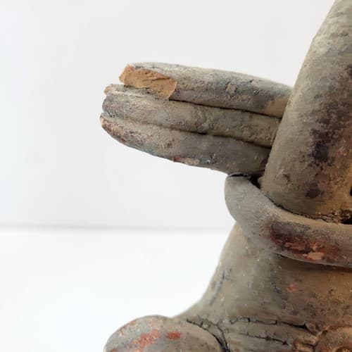 Vintage Clay Mexican Folk Art Pottery Aztec Chief Man Warrior Figurine CHIP - Thumbnail 3