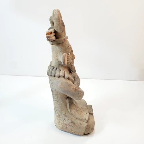 Vintage Clay Mexican Folk Art Pottery Aztec Chief Man Warrior Figurine CHIP - Thumbnail 4