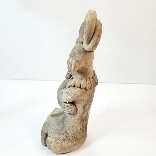 Vintage Clay Mexican Folk Art Pottery Aztec Chief Man Warrior Figurine CHIP - Thumbnail 6