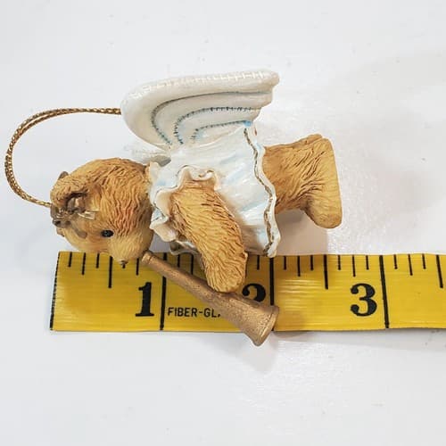 Vintage Cherished Teddies Angel Bear with Trumpet Horn Ornament Figure 1993 - Thumbnail 8