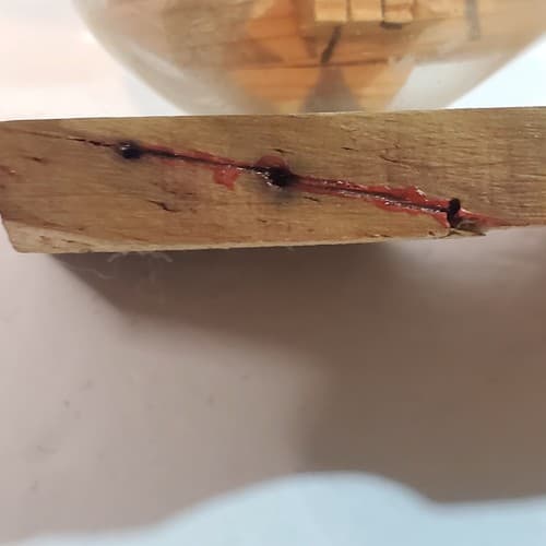 Vintage Handmade Wooden Miniature Ship in a Light Bulb w/ Base Nautical Sailing - Thumbnail 11