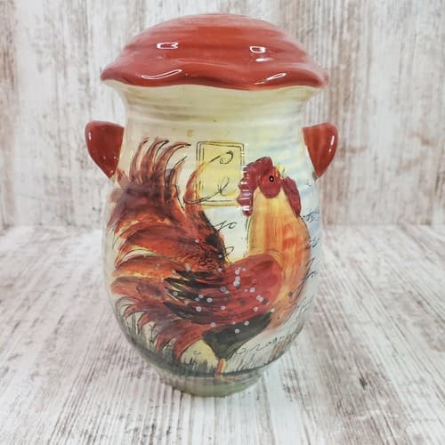 CIC Susan Winget Le Rooster Crock Shaped Cheese Shaker Farmhouse Rustic Decor