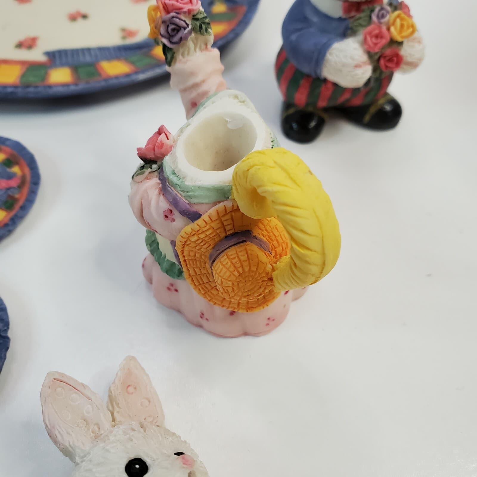 1995 Young's Inc. Miniature Mini Tea Set Bunny Rabbit Flowers Design 7 pc Easter - Thumbnail 8